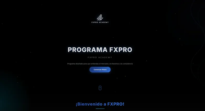 Captura de la web FXPro Trading Course diseñada por Rafael Verdugo